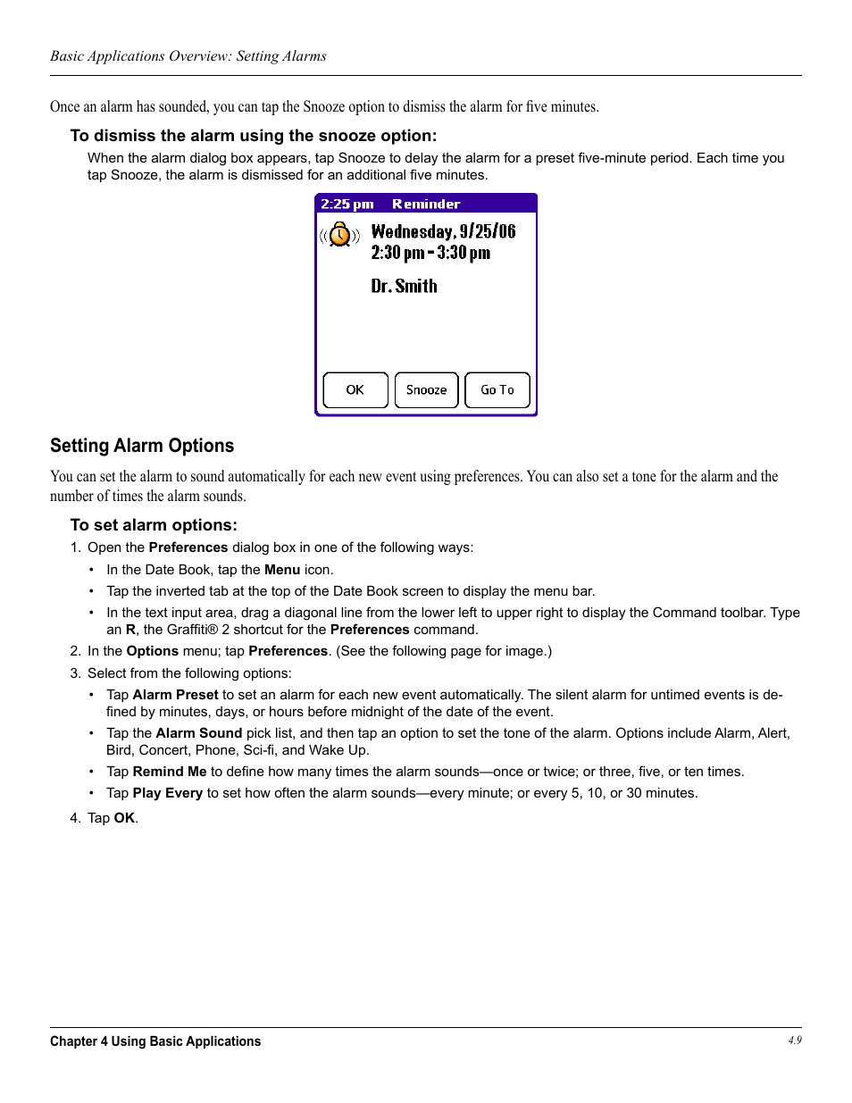 Setting alarm options | Garmin iQue 3600a User Manual | Page 54 / 124