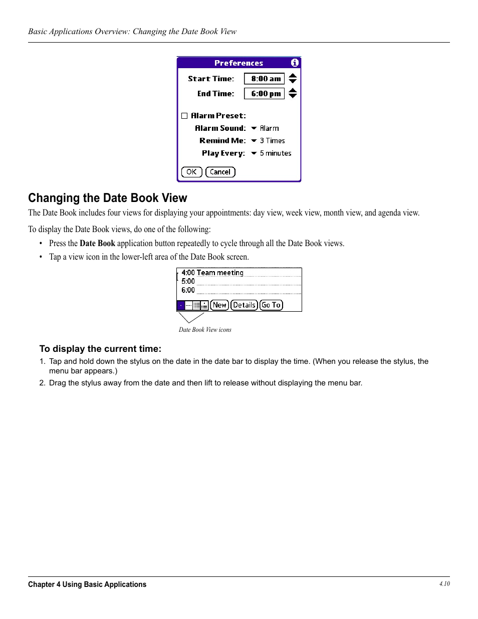 Changing the date book view | Garmin iQue 3600a User Manual | Page 55 / 124