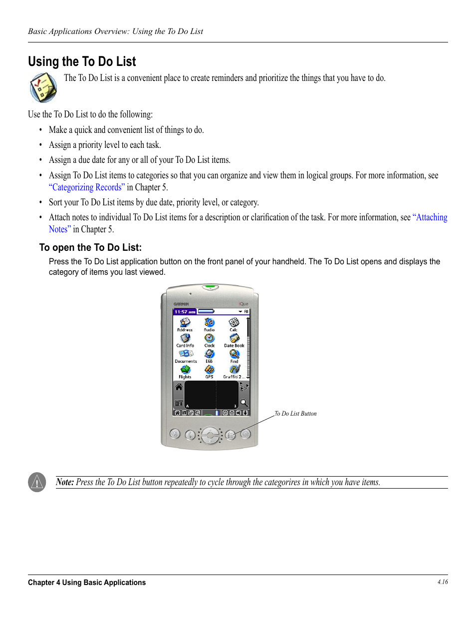Using the to do list | Garmin iQue 3600a User Manual | Page 61 / 124