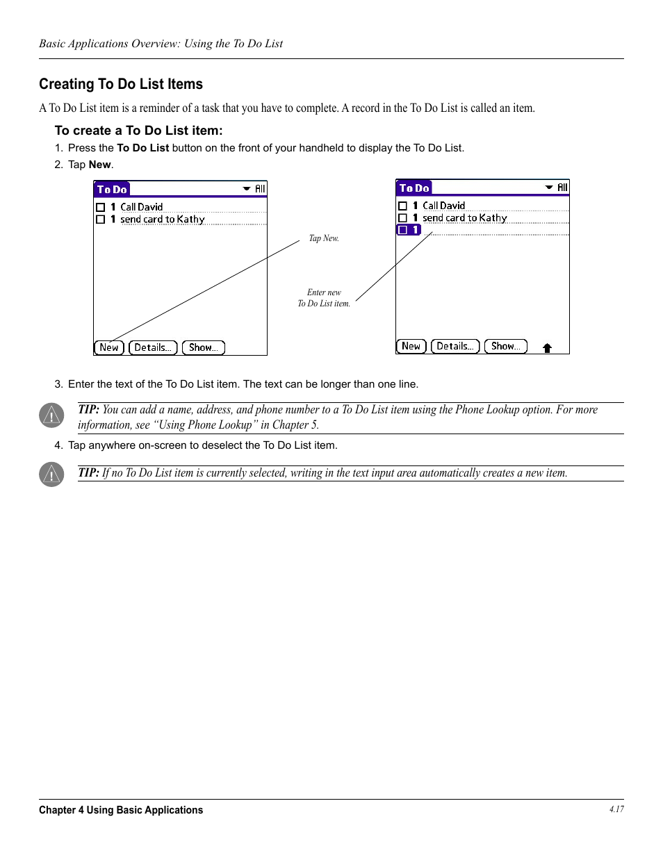 Creating to do list items | Garmin iQue 3600a User Manual | Page 62 / 124