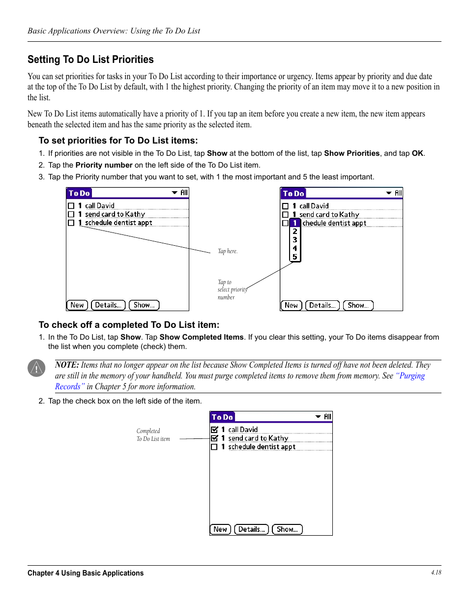 Setting to do list priorities | Garmin iQue 3600a User Manual | Page 63 / 124