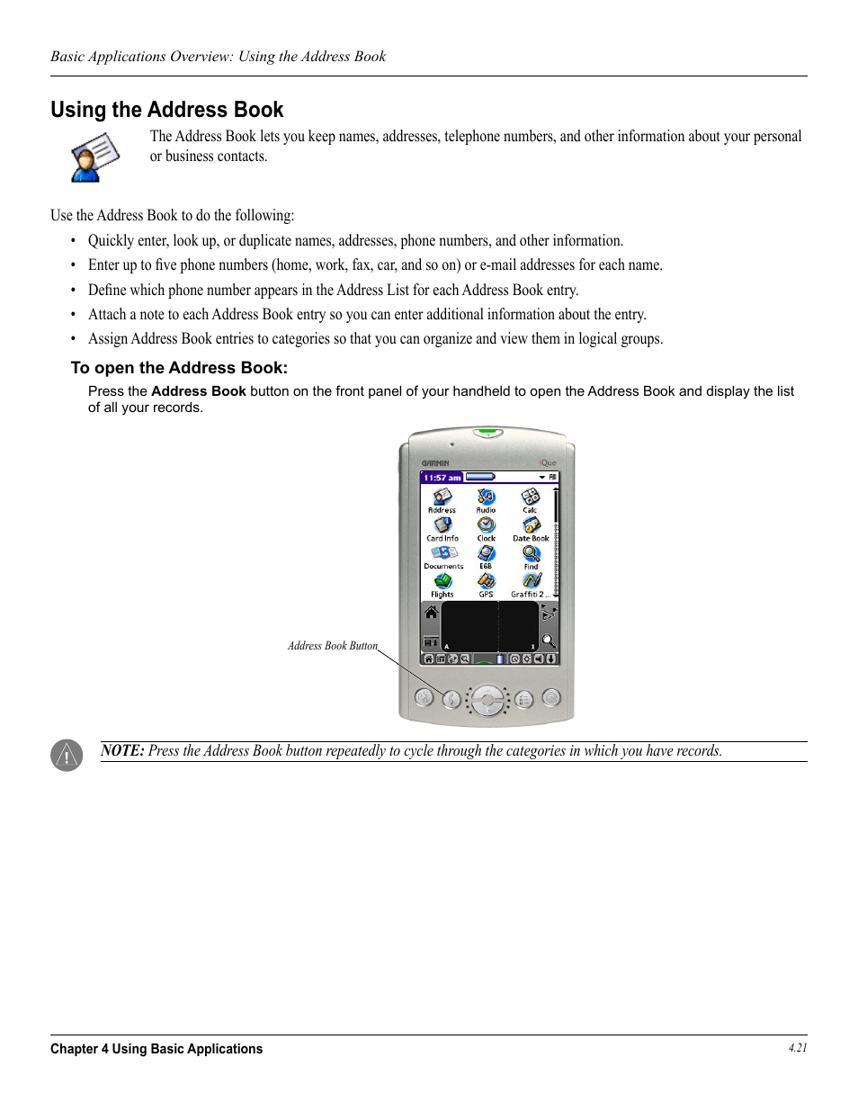 Using the address book | Garmin iQue 3600a User Manual | Page 66 / 124