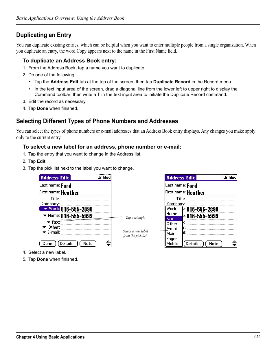 Duplicating an entry | Garmin iQue 3600a User Manual | Page 68 / 124