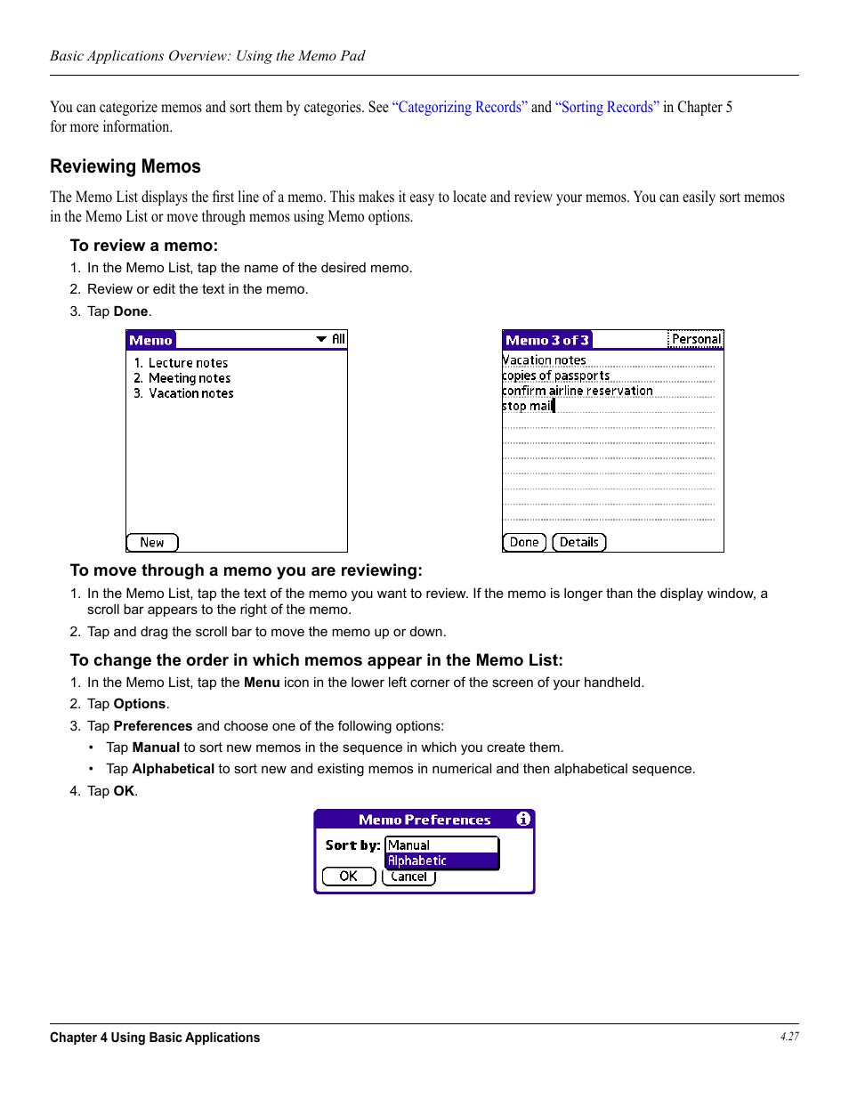 Reviewing memos | Garmin iQue 3600a User Manual | Page 72 / 124