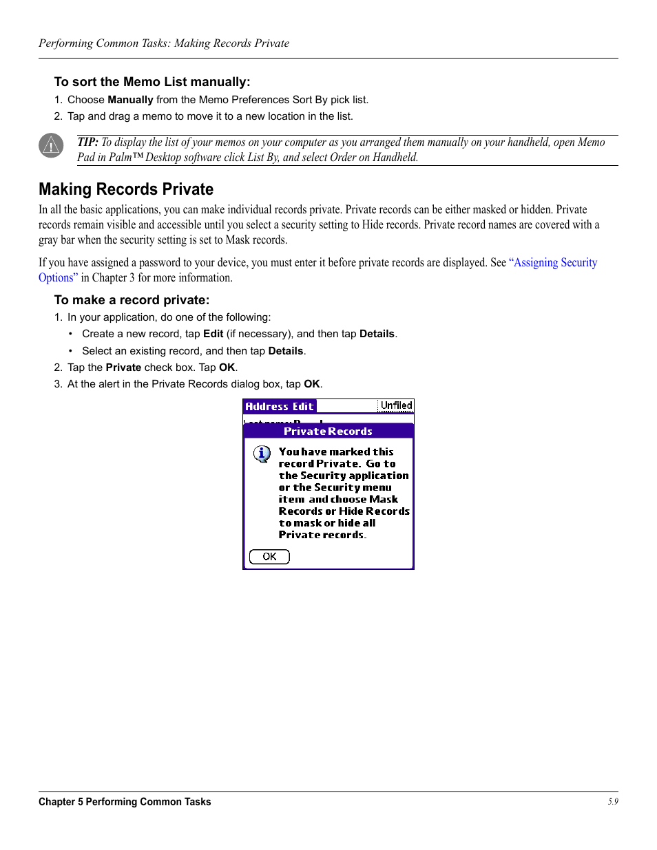 Making records private | Garmin iQue 3600a User Manual | Page 83 / 124
