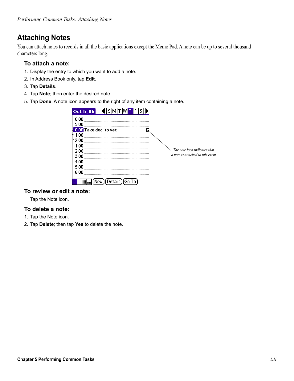 Attaching notes, Cation of the task. for more information, see, Attaching | Notes | Garmin iQue 3600a User Manual | Page 85 / 124
