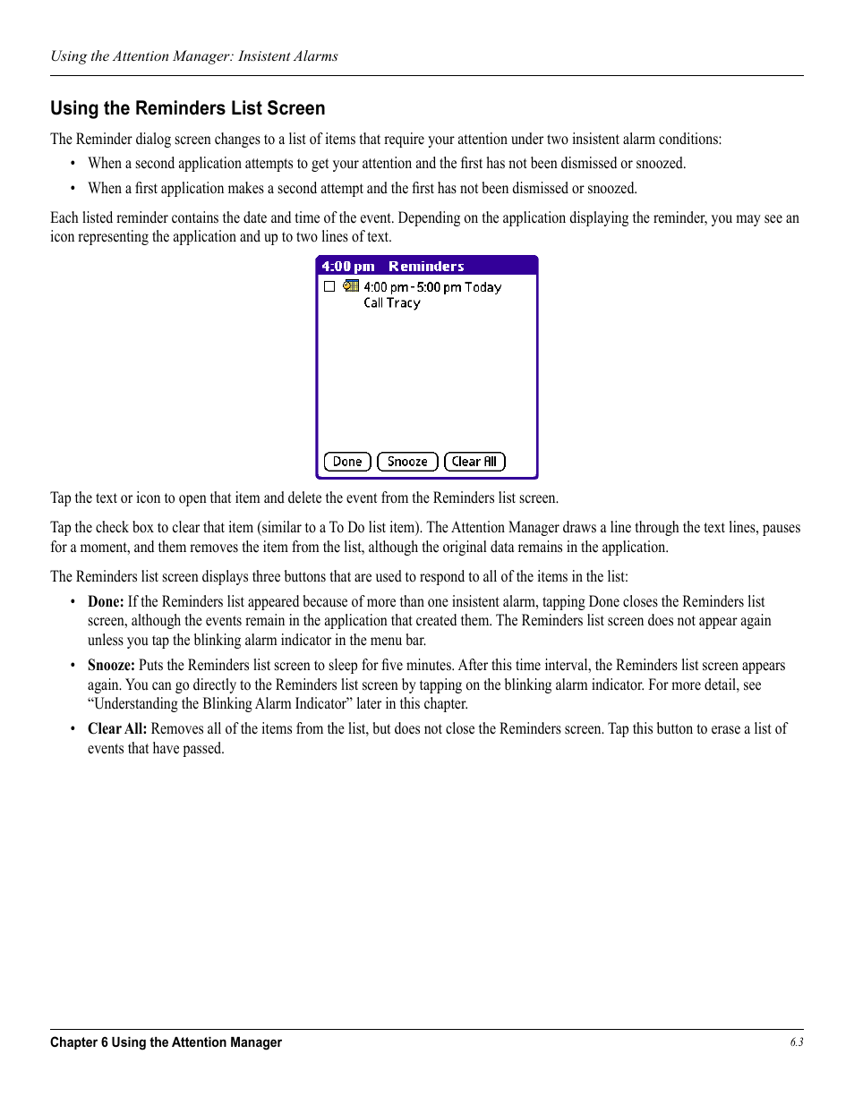 Using the reminders list screen | Garmin iQue 3600a User Manual | Page 89 / 124
