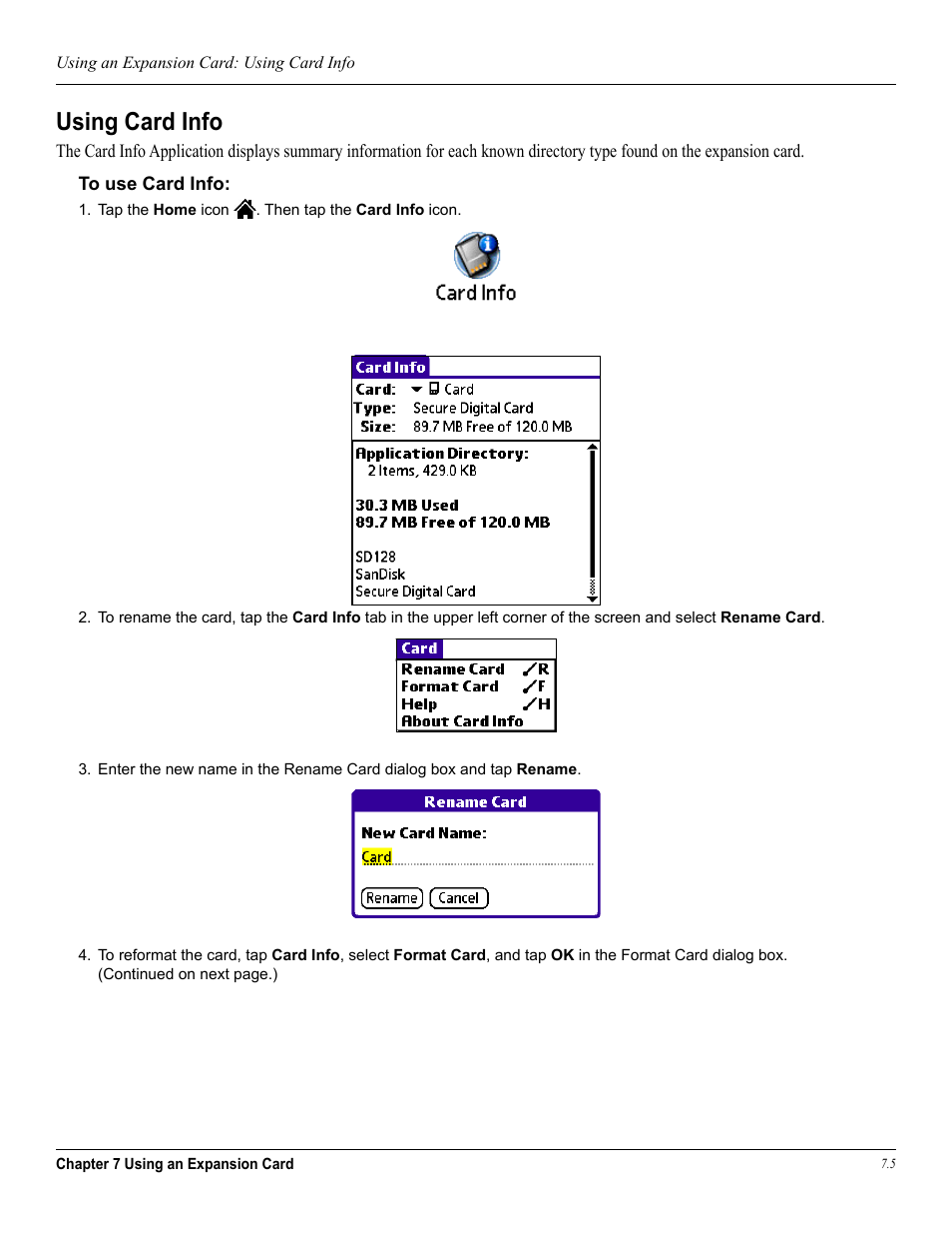 Using card info | Garmin iQue 3600a User Manual | Page 95 / 124