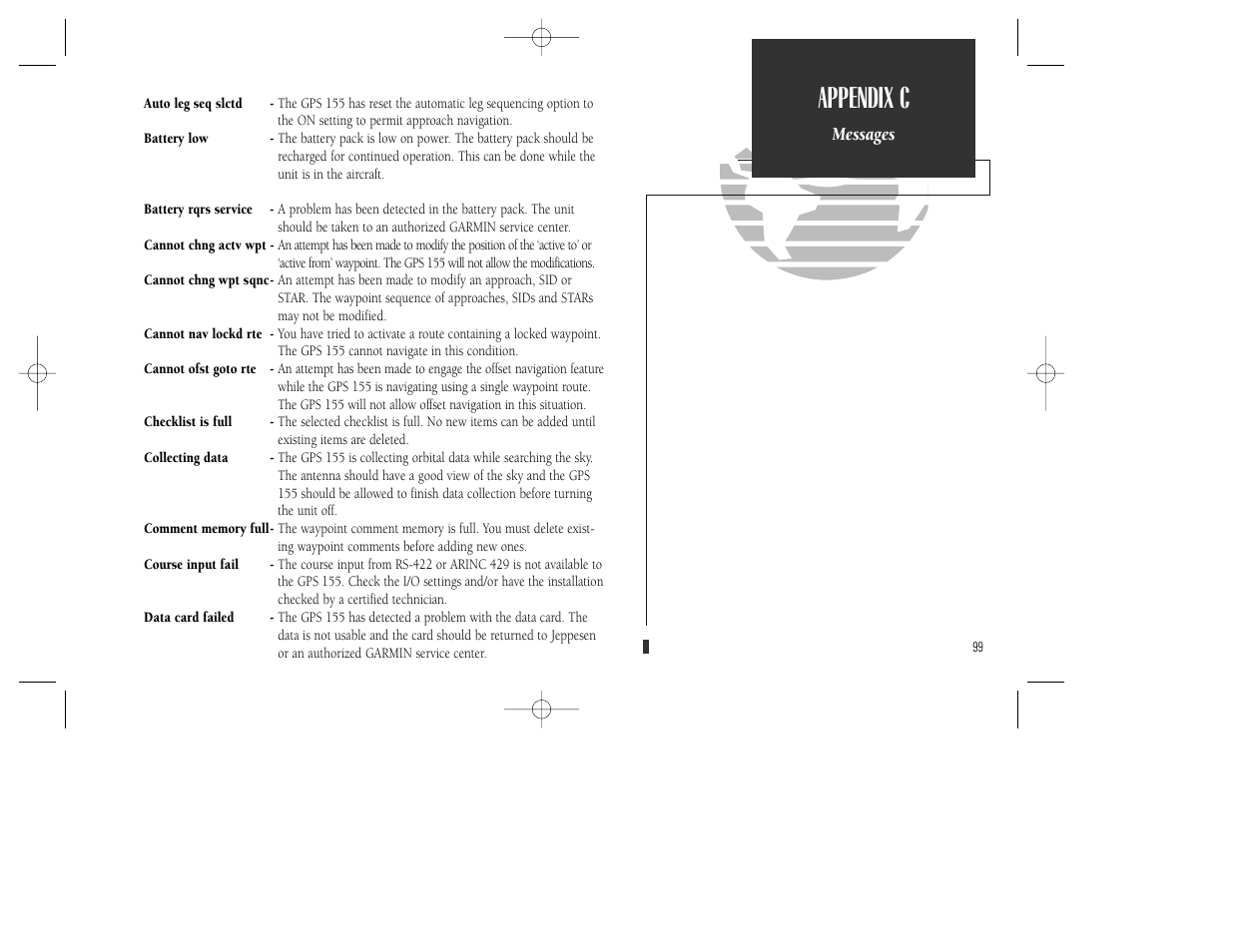 Appendix c | Garmin GPS 165 TSO User Manual | Page 109 / 132