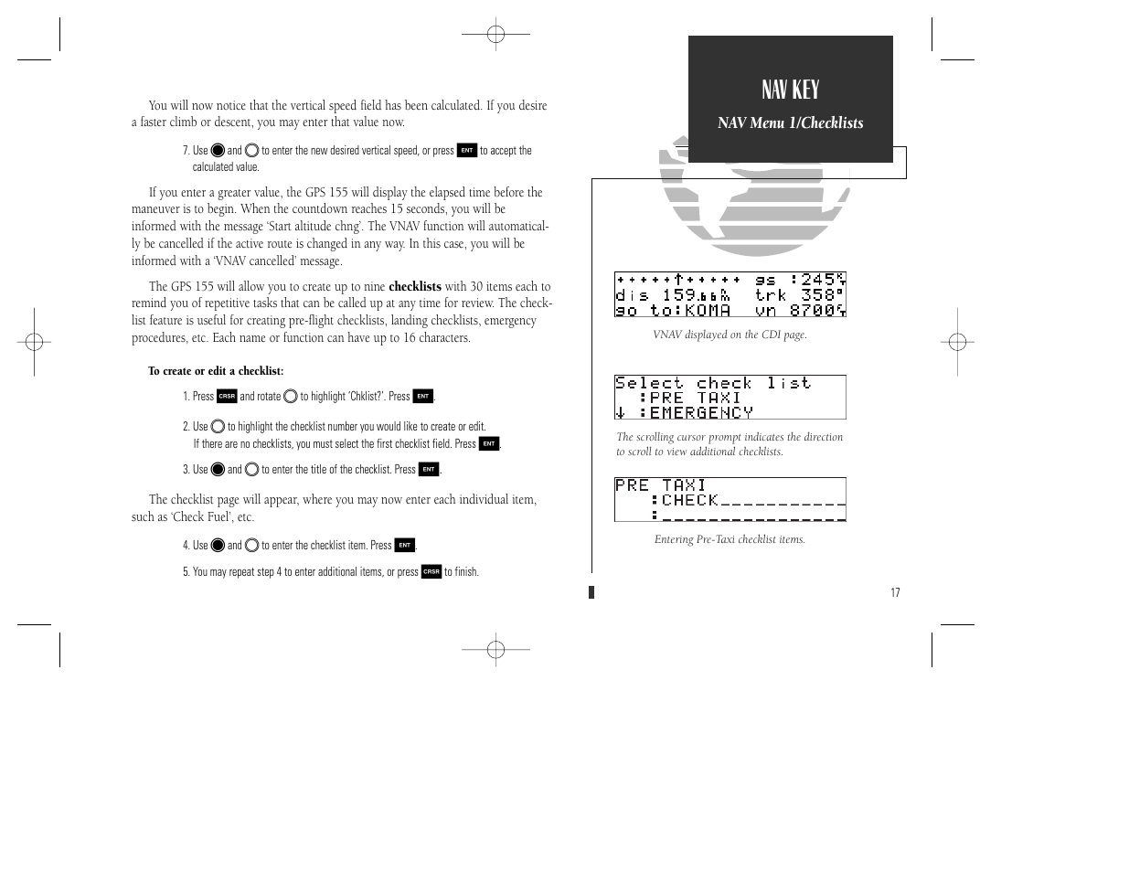 Nav key | Garmin GPS 165 TSO User Manual | Page 27 / 132