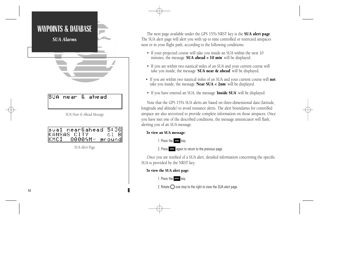 Waypoints & database | Garmin GPS 165 TSO User Manual | Page 54 / 132