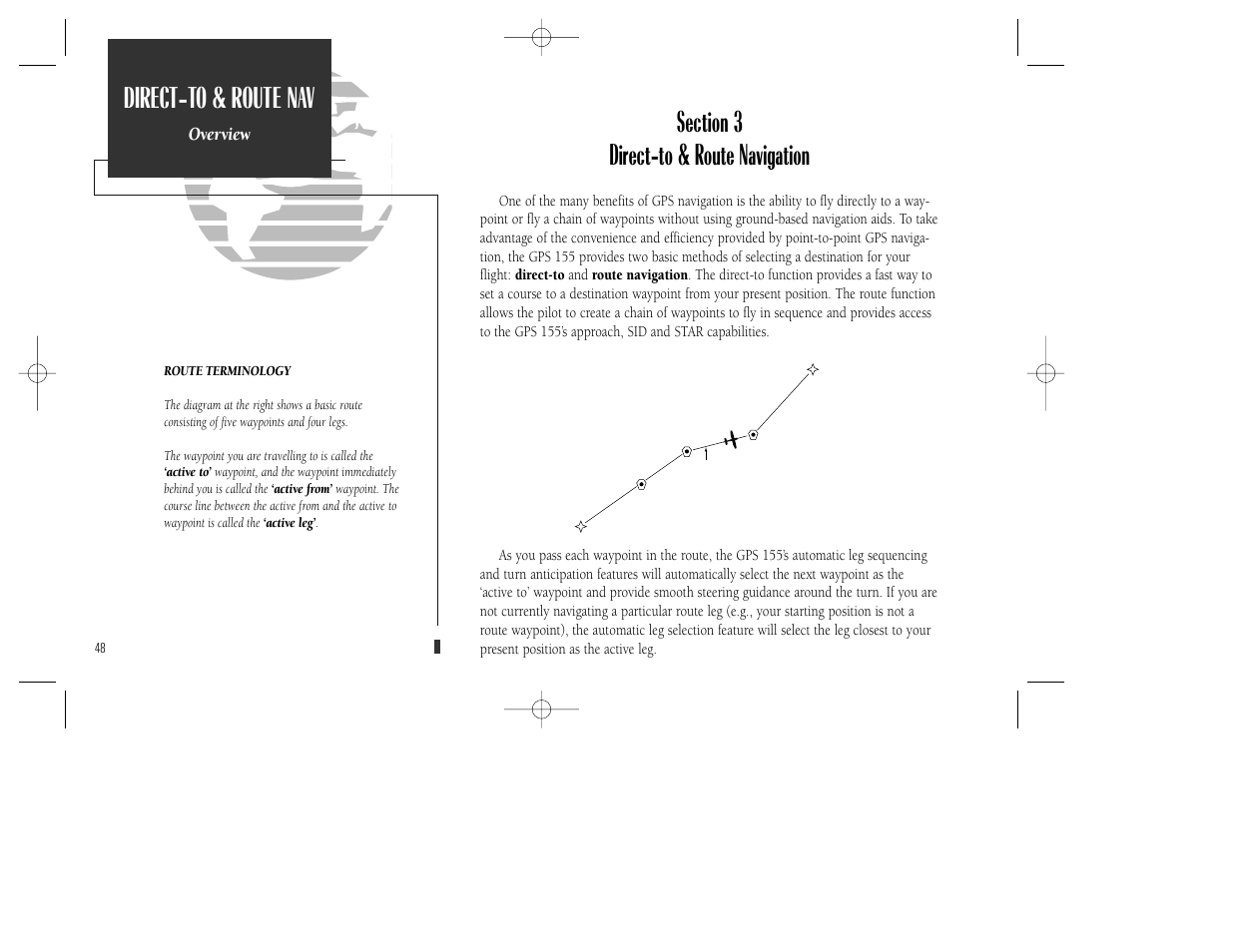 Direct-to & route nav, Overview | Garmin GPS 165 TSO User Manual | Page 58 / 132