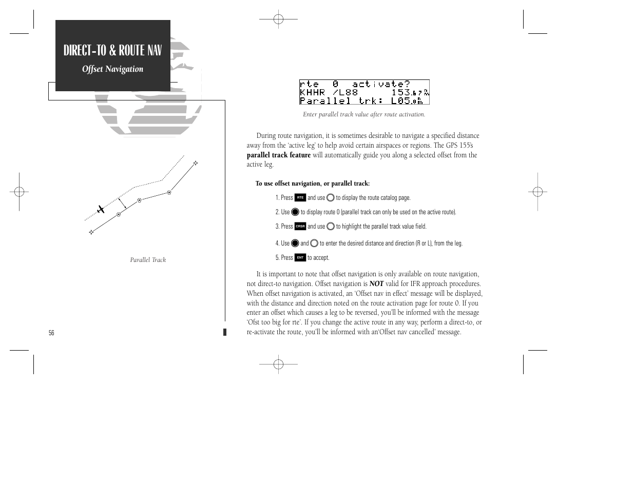 Direct-to & route nav, Offset navigation | Garmin GPS 165 TSO User Manual | Page 66 / 132