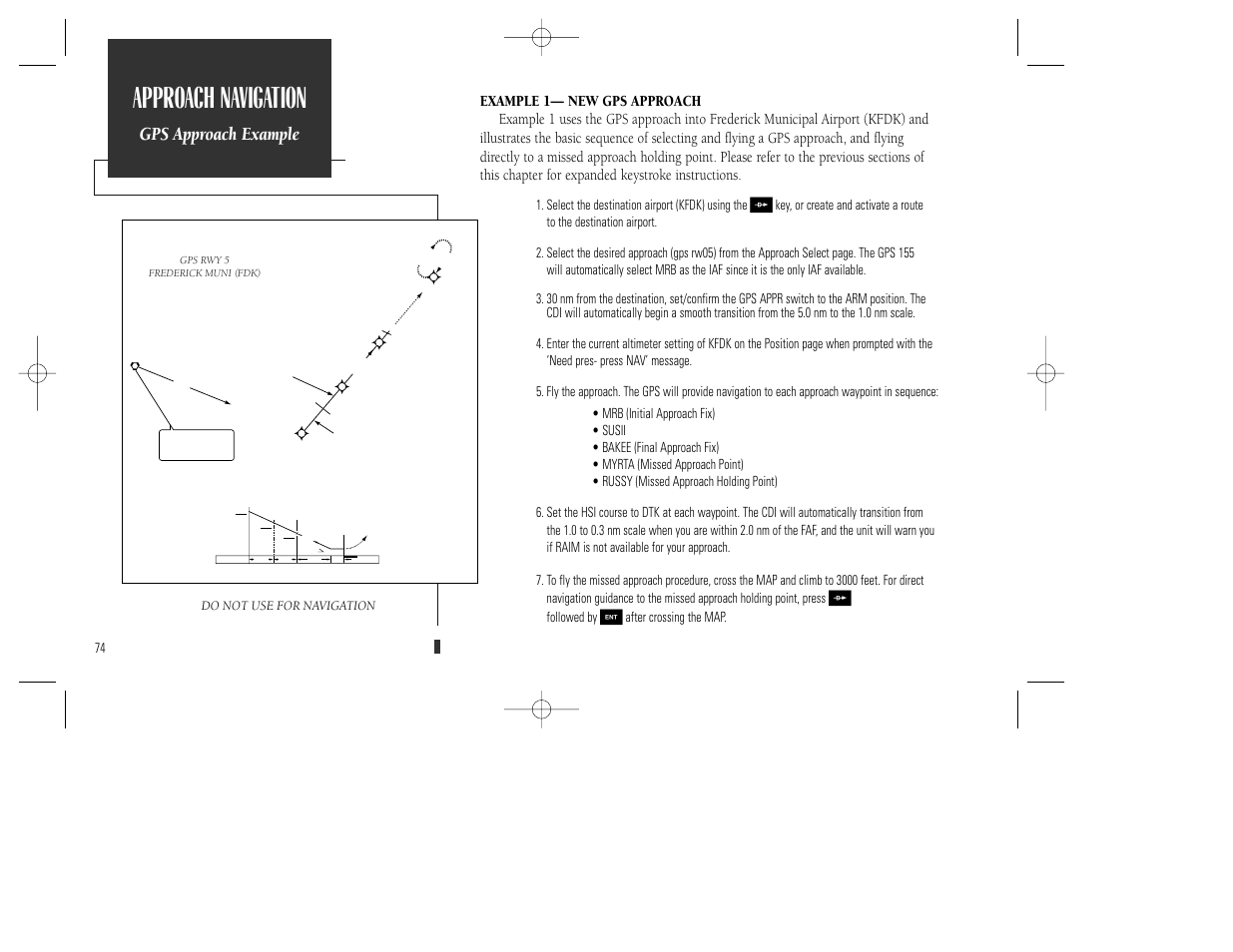 Approach navigation, Gps approach example | Garmin GPS 165 TSO User Manual | Page 84 / 132