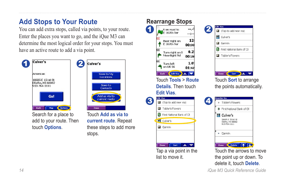 Add stops to your route | Garmin iQue M3 User Manual | Page 14 / 20