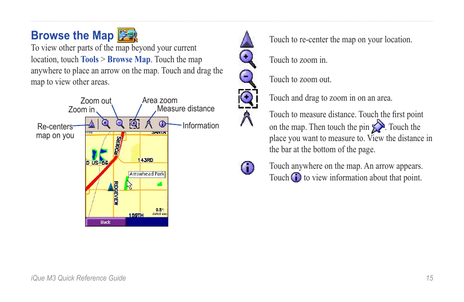 Browse the map | Garmin iQue M3 User Manual | Page 15 / 20