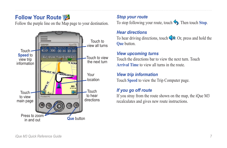 Follow your route | Garmin iQue M3 User Manual | Page 7 / 20