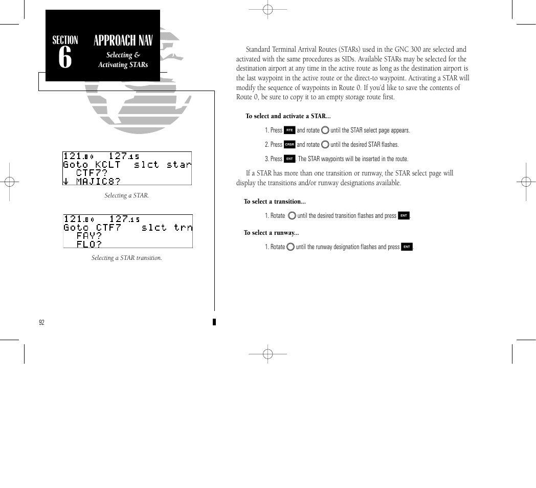 Approach navi- gation, Approach nav | Garmin GNC 300 User Manual | Page 102 / 142