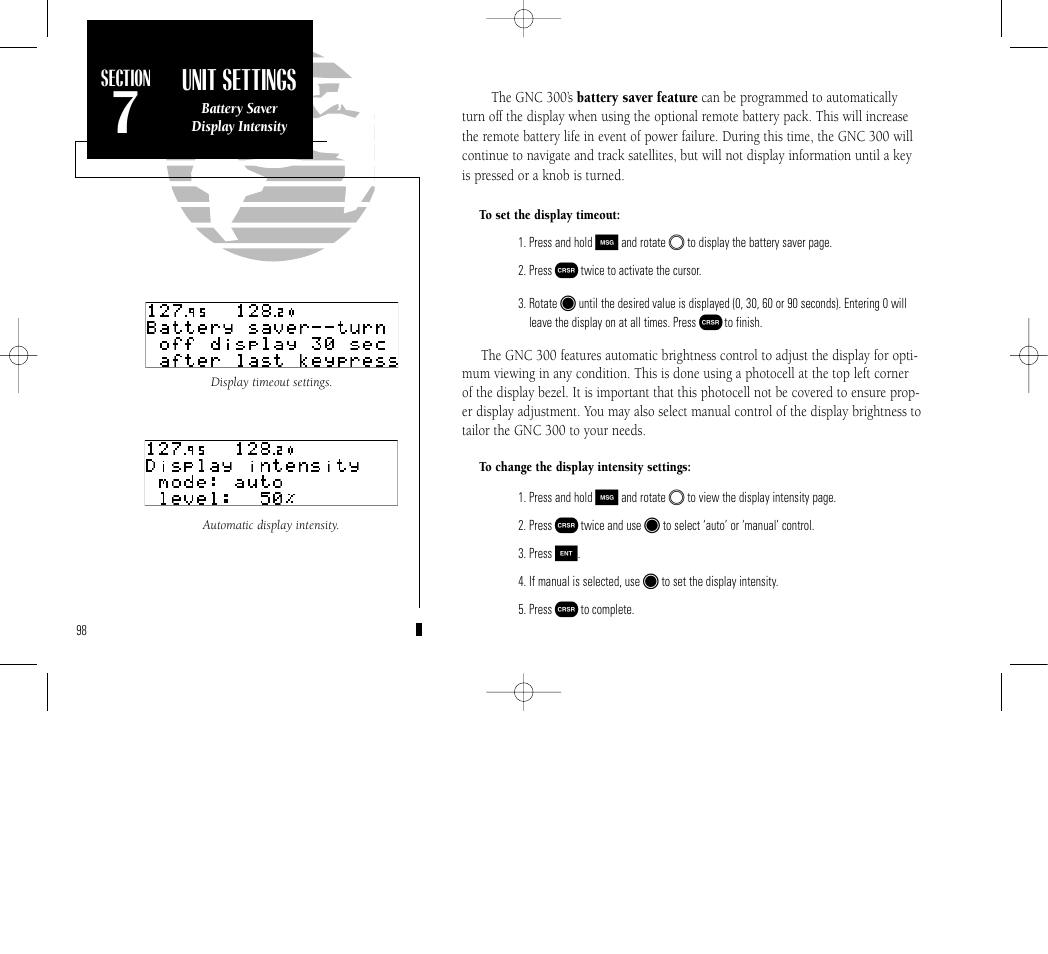 Appendix d, Unit settings | Garmin GNC 300 User Manual | Page 108 / 142