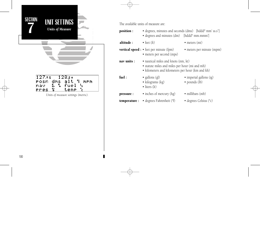 Appendix d, Unit settings | Garmin GNC 300 User Manual | Page 110 / 142