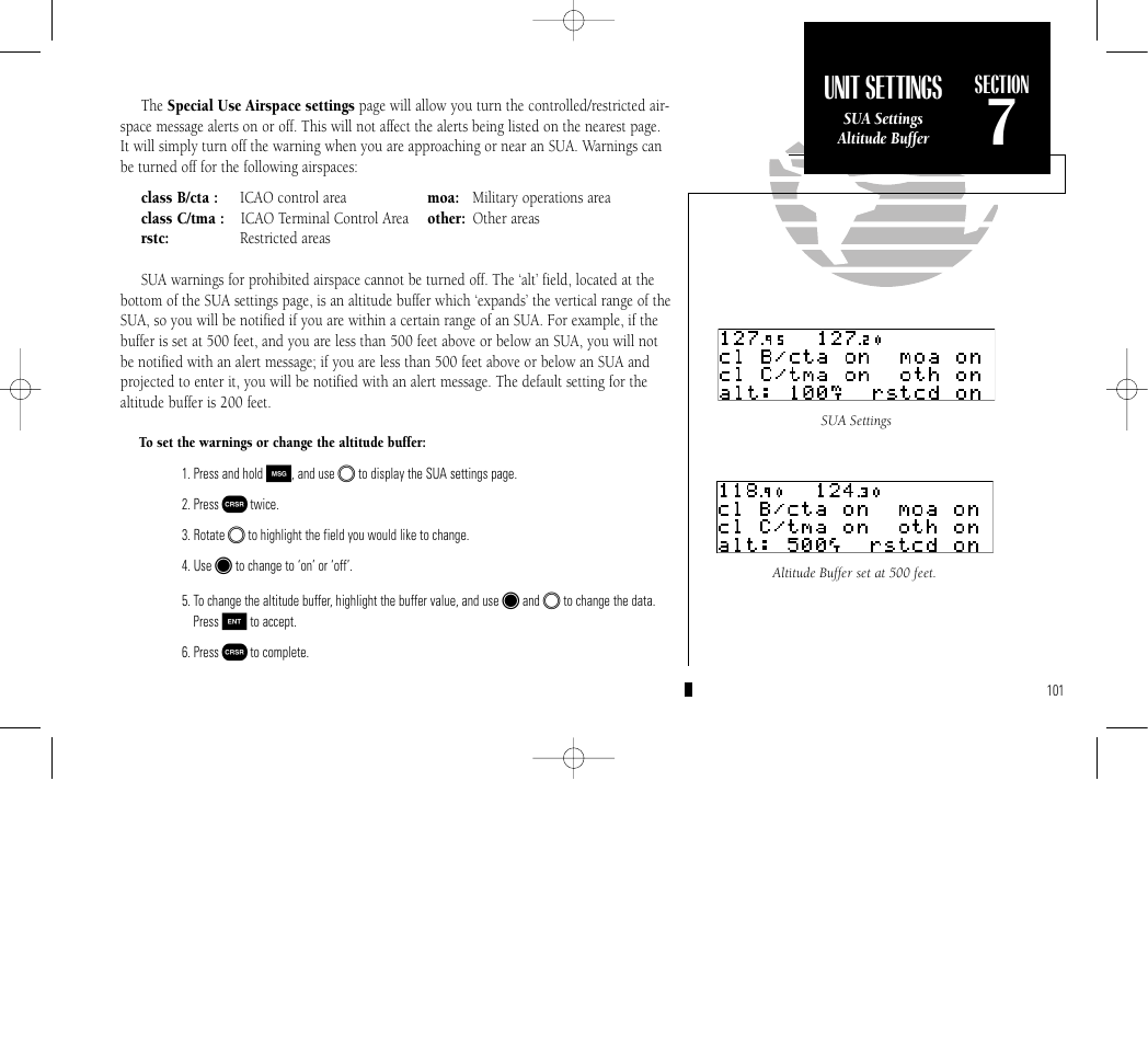 Appendix d, Unit settings | Garmin GNC 300 User Manual | Page 111 / 142