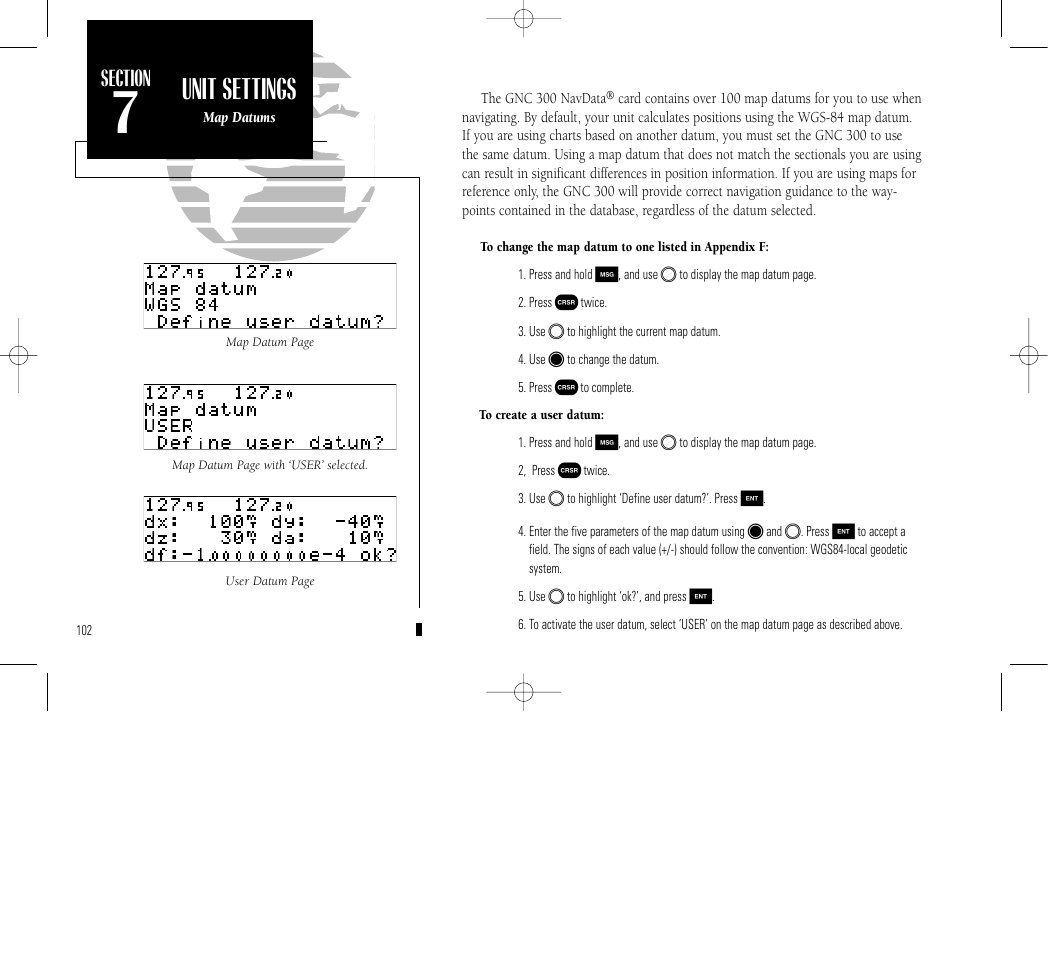 Getting started, Unit settings | Garmin GNC 300 User Manual | Page 112 / 142