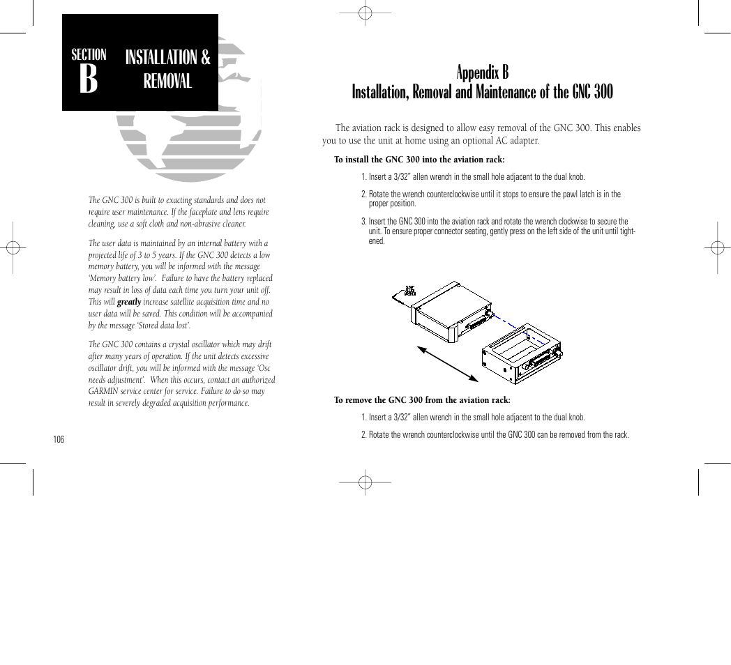 Getting started, Installation & removal | Garmin GNC 300 User Manual | Page 116 / 142