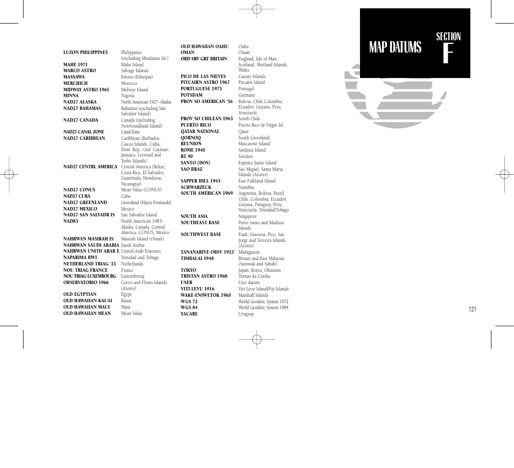 Appendix f, Map datums | Garmin GNC 300 User Manual | Page 131 / 142