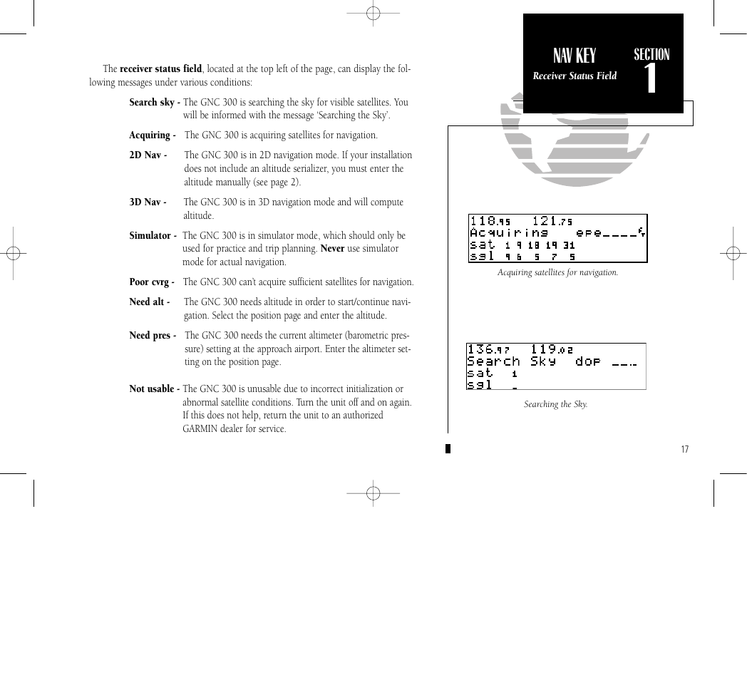 Reference, Nav key | Garmin GNC 300 User Manual | Page 27 / 142