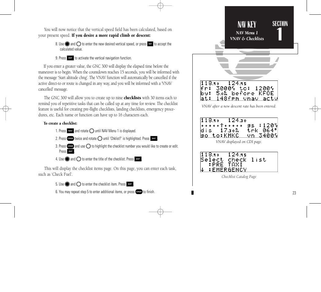 Reference, Nav key | Garmin GNC 300 User Manual | Page 33 / 142