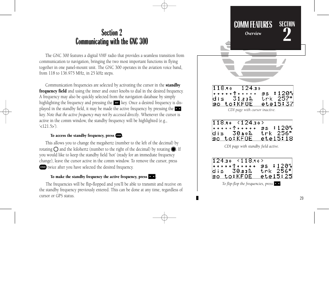Reference, Comm features | Garmin GNC 300 User Manual | Page 39 / 142