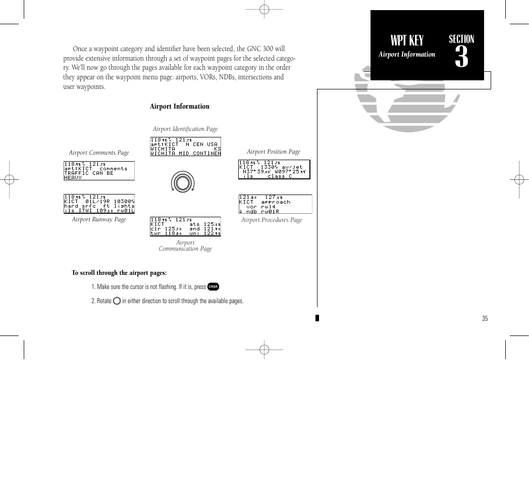Reference, Wpt key | Garmin GNC 300 User Manual | Page 45 / 142