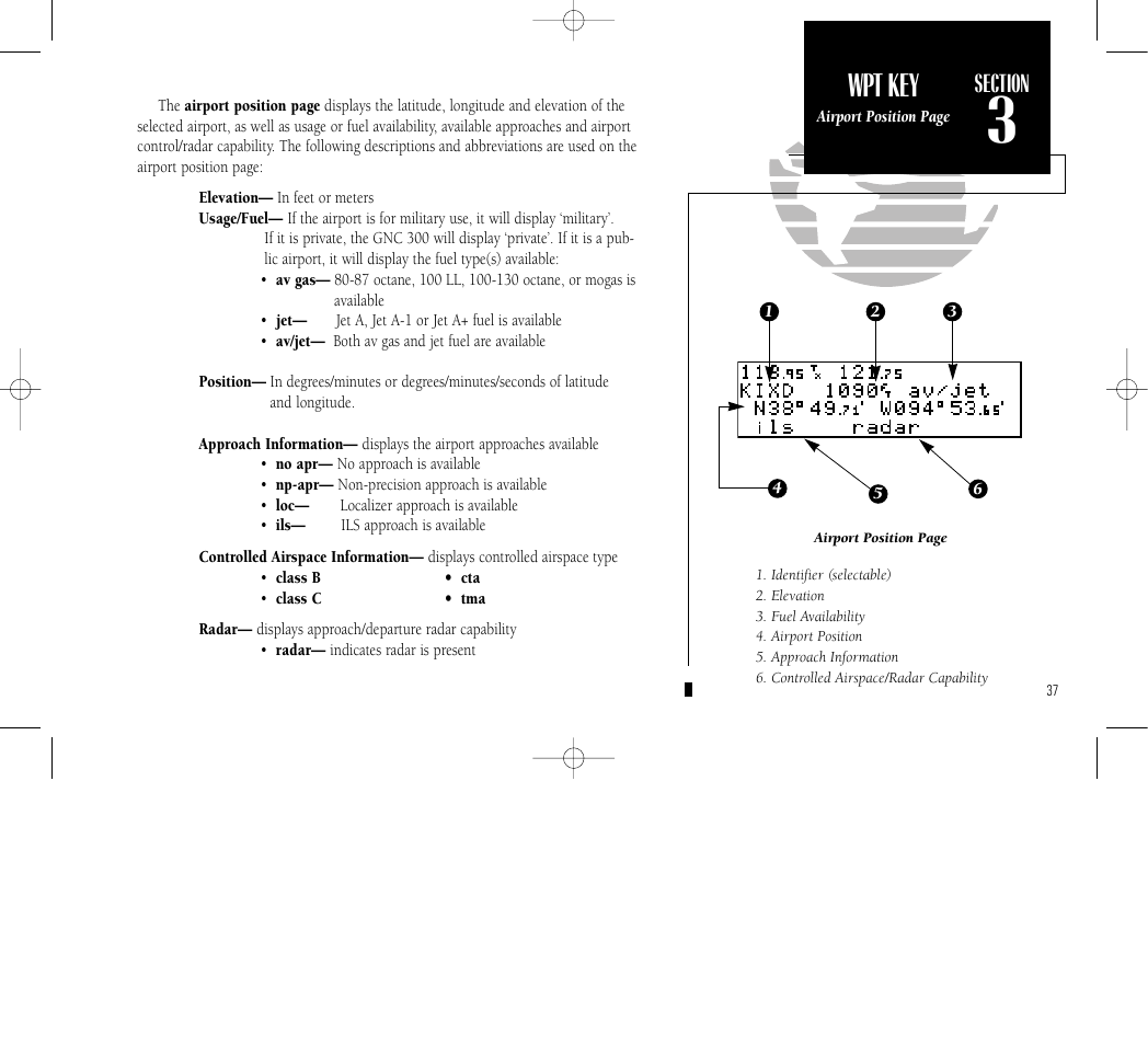 Reference, Wpt key | Garmin GNC 300 User Manual | Page 47 / 142