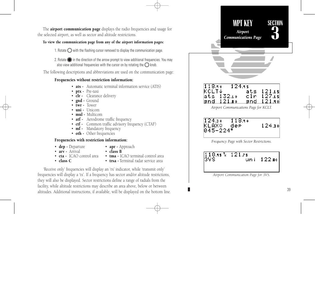 Reference, Wpt key | Garmin GNC 300 User Manual | Page 49 / 142