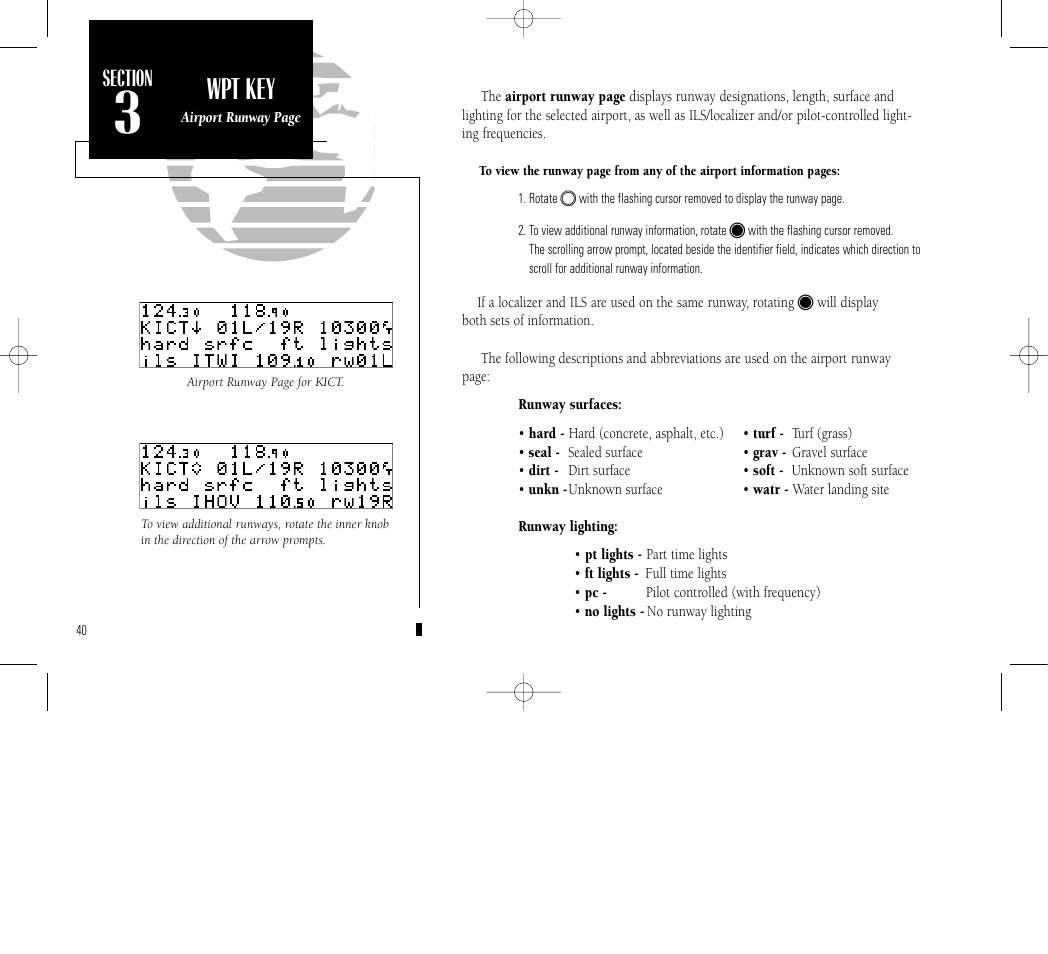 Reference, Wpt key | Garmin GNC 300 User Manual | Page 50 / 142