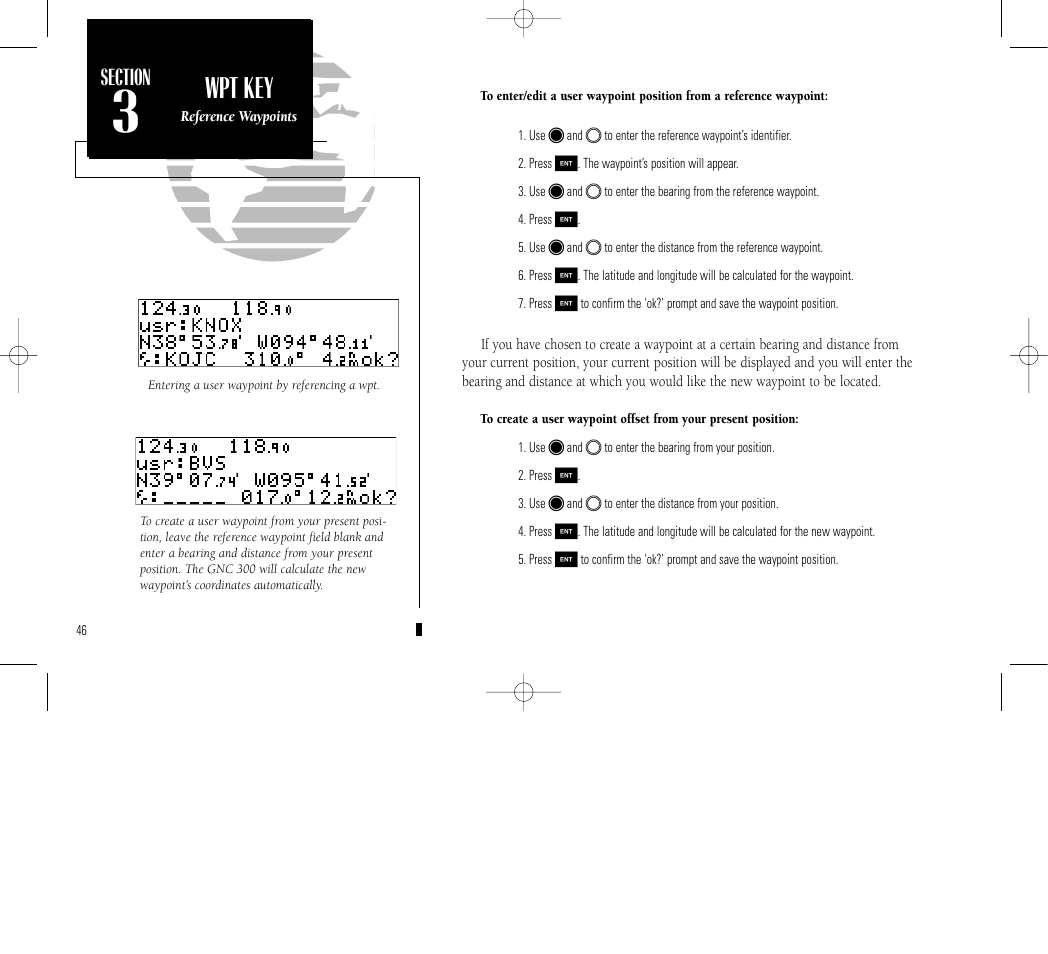 Reference, Wpt key | Garmin GNC 300 User Manual | Page 56 / 142