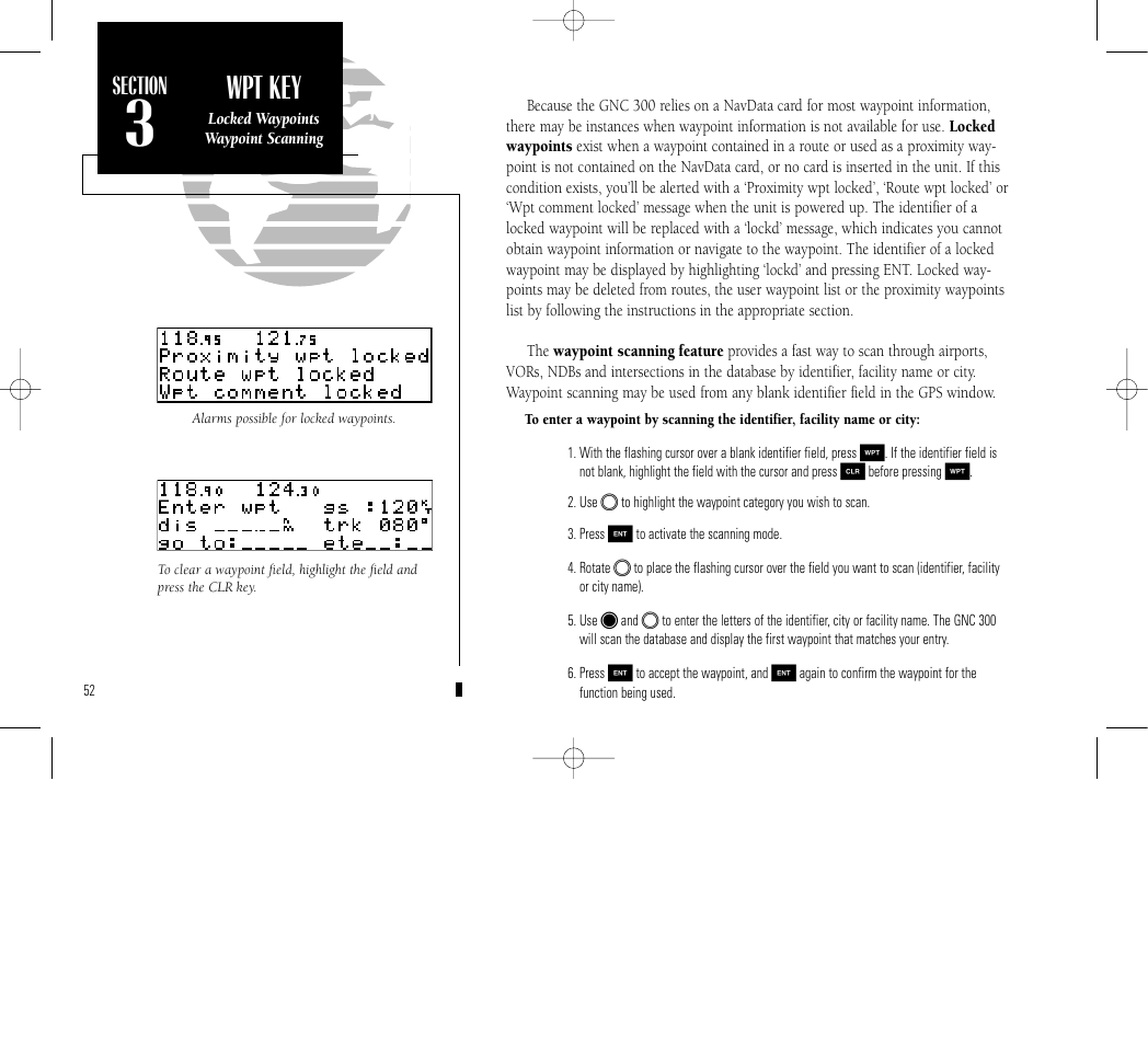 Reference, Wpt key | Garmin GNC 300 User Manual | Page 62 / 142