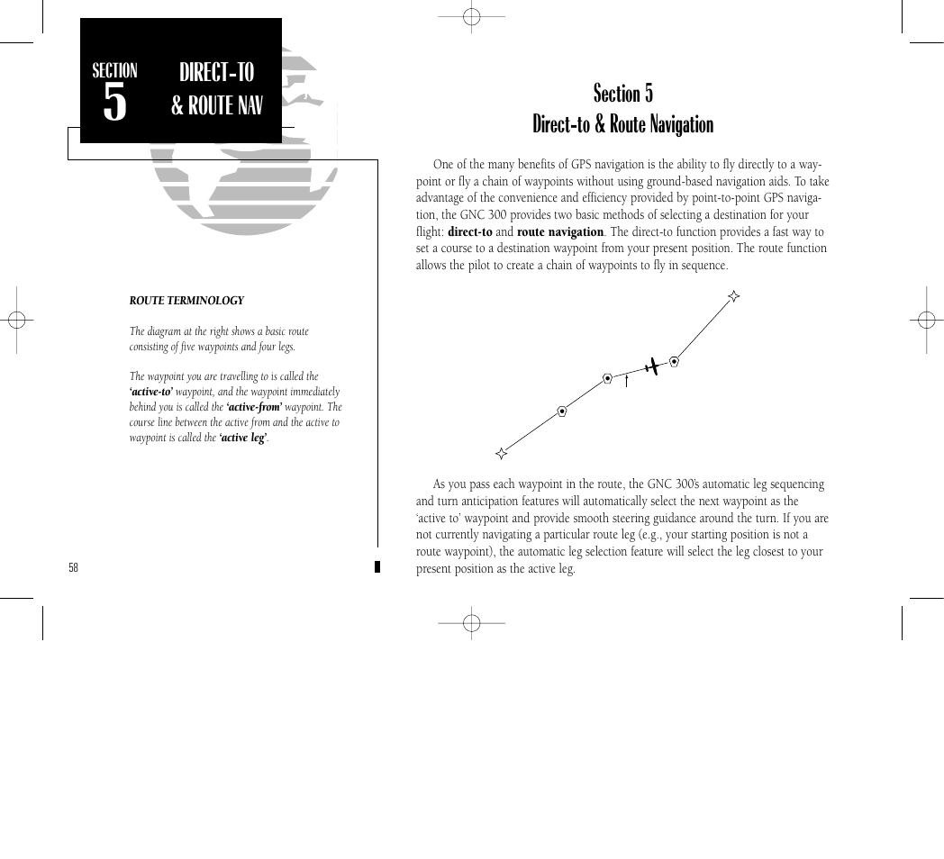Appendix a, Direct-to & route nav | Garmin GNC 300 User Manual | Page 68 / 142