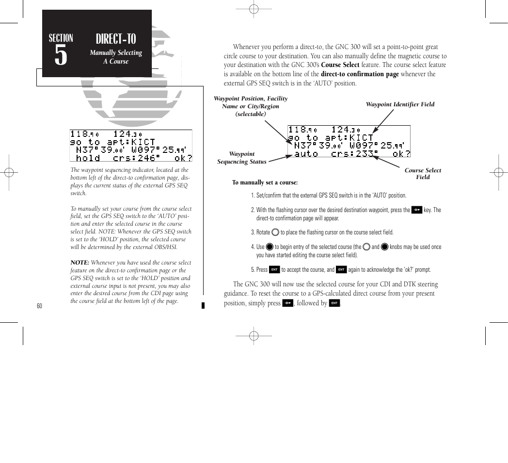 Appendix a, Direct-to | Garmin GNC 300 User Manual | Page 70 / 142
