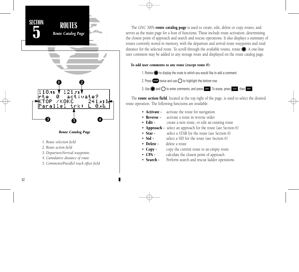 Appendix a, Routes | Garmin GNC 300 User Manual | Page 72 / 142