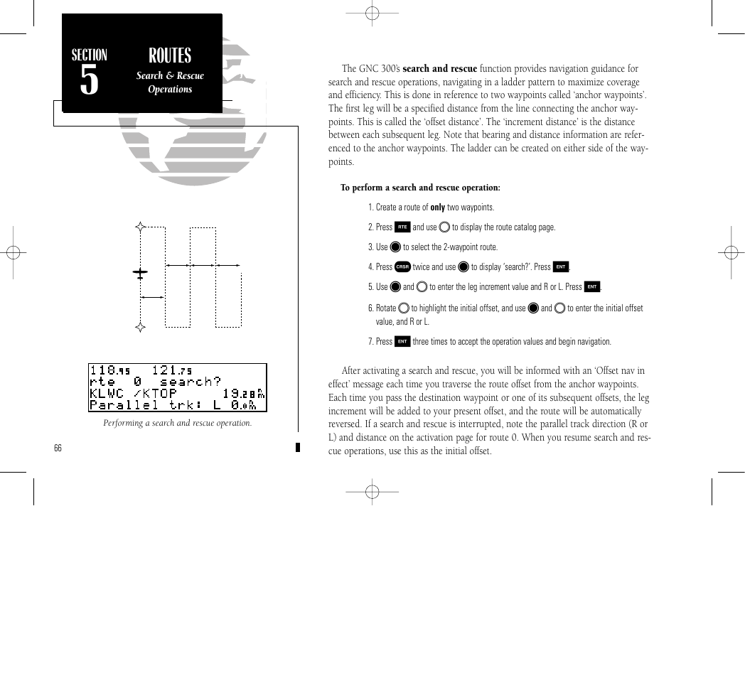 Appendix a, Routes, Sua settings | Garmin GNC 300 User Manual | Page 76 / 142