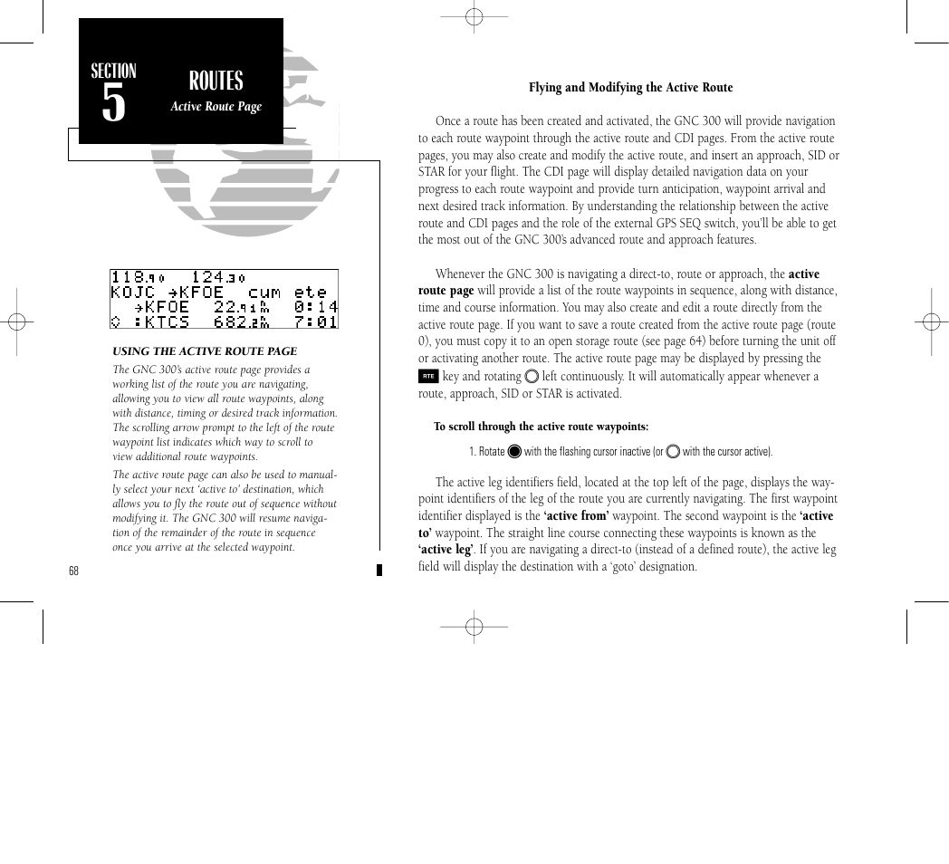 Appendix a, Routes | Garmin GNC 300 User Manual | Page 78 / 142