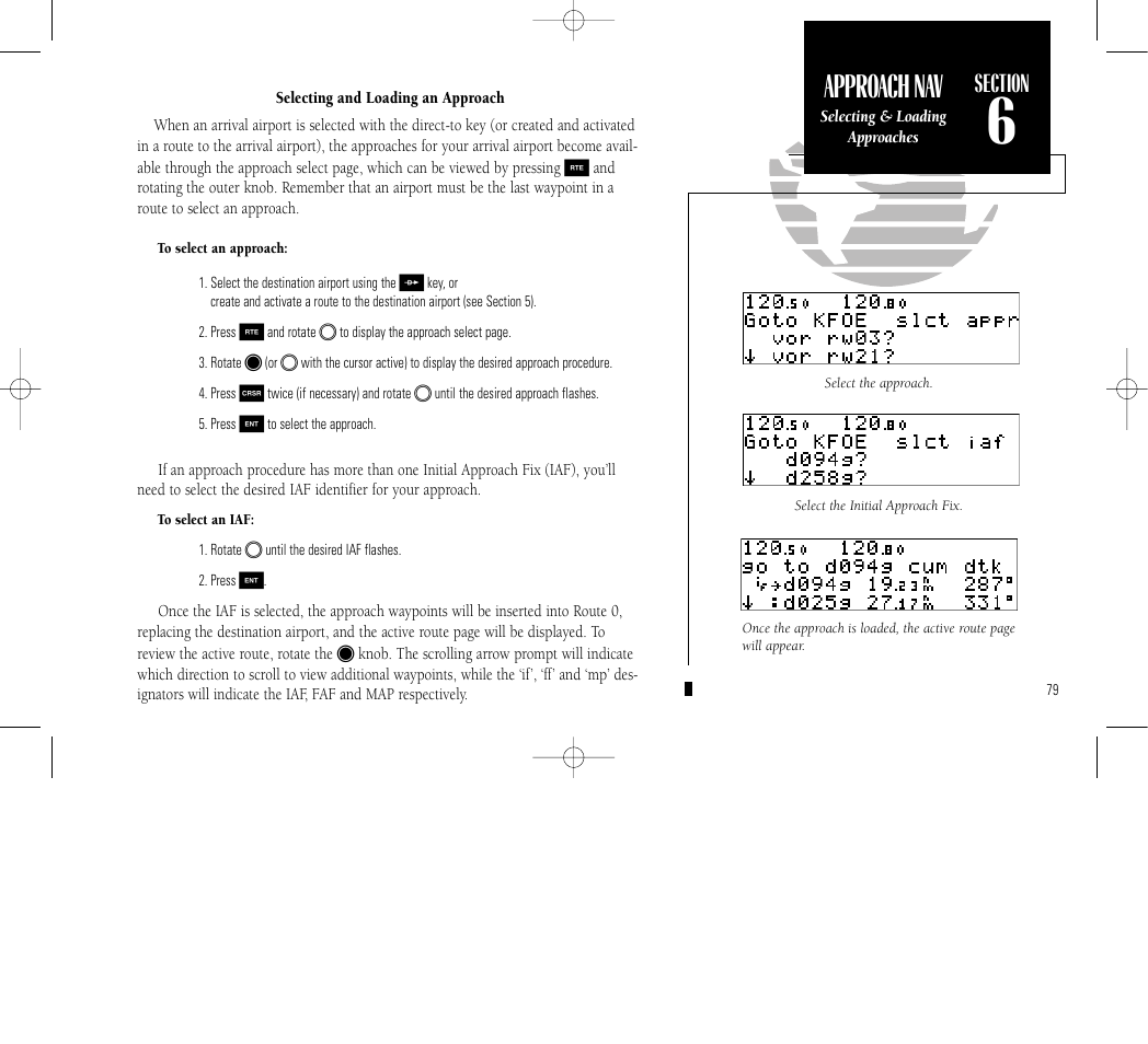 Approach navi- gation, Approach nav | Garmin GNC 300 User Manual | Page 89 / 142