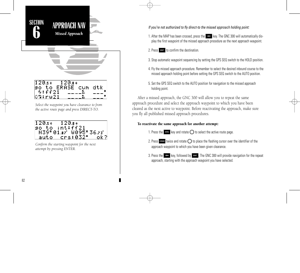 Approach navi- gation, Approach nav | Garmin GNC 300 User Manual | Page 92 / 142