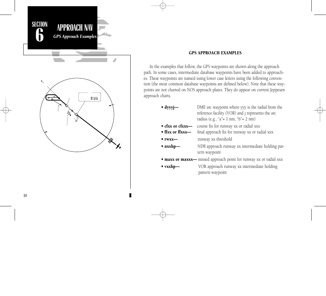 Approach navi- gation, Approach nav, Gps approach | Garmin GNC 300 User Manual | Page 94 / 142