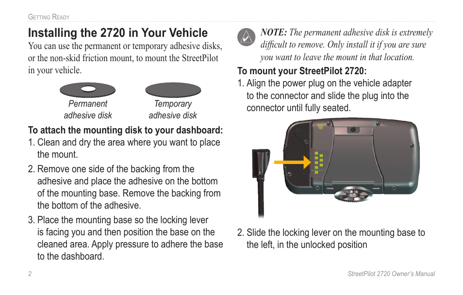 Installing the 2720 in your vehicle | Garmin StreetPilot 2720 User Manual | Page 8 / 52