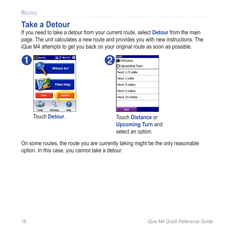 Take a detour | Garmin iQue M4 User Manual | Page 16 / 36