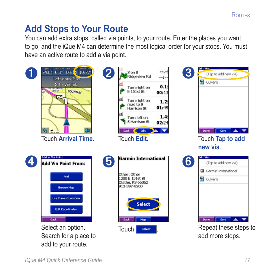 Add stops to your route | Garmin iQue M4 User Manual | Page 17 / 36