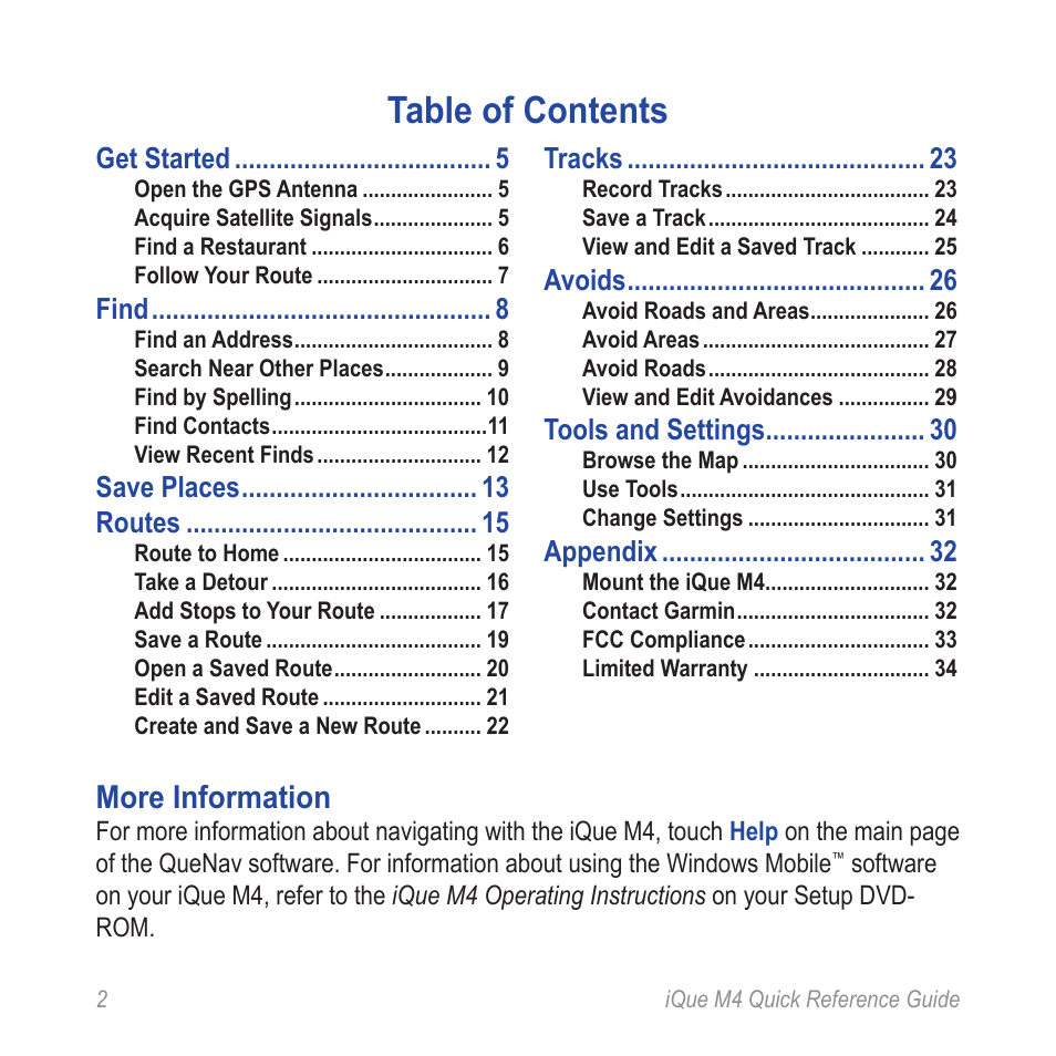 Garmin iQue M4 User Manual | Page 2 / 36