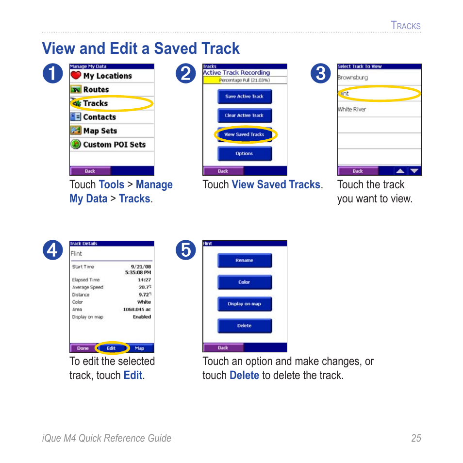 View and edit a saved track | Garmin iQue M4 User Manual | Page 25 / 36